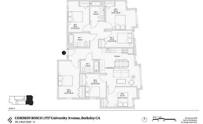 Unit 301 Room 3 in 6B3B (Shared Bathroom) floor plan